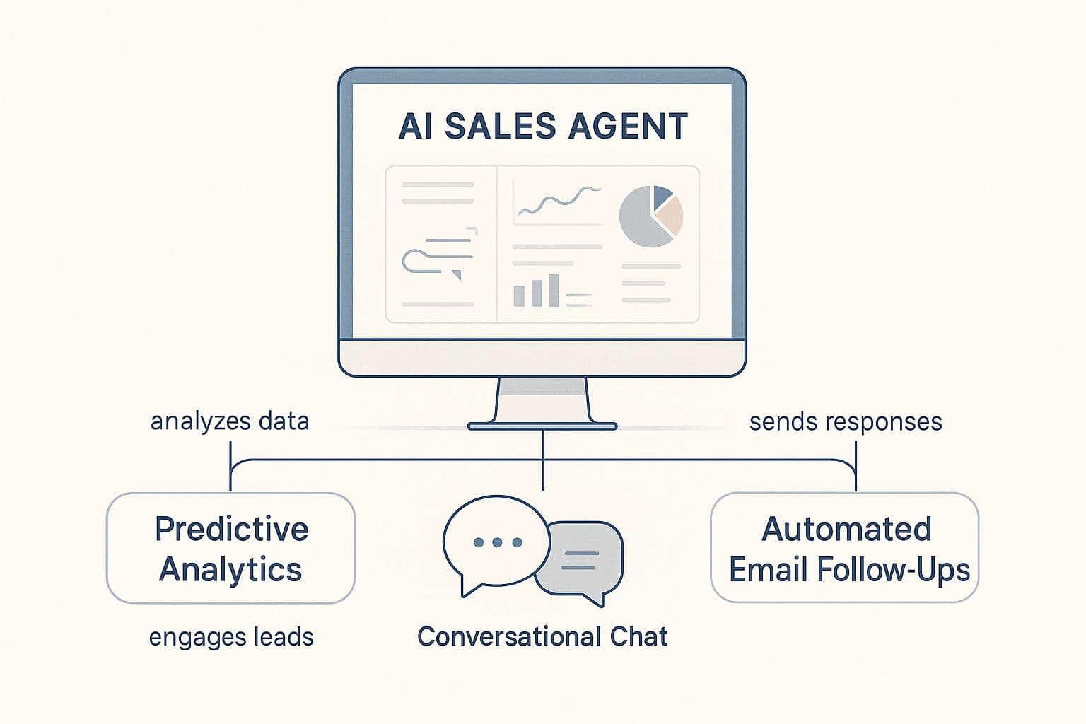 Dashboard showing AI core technologies: predictive analytics, NLP, and automated outreach