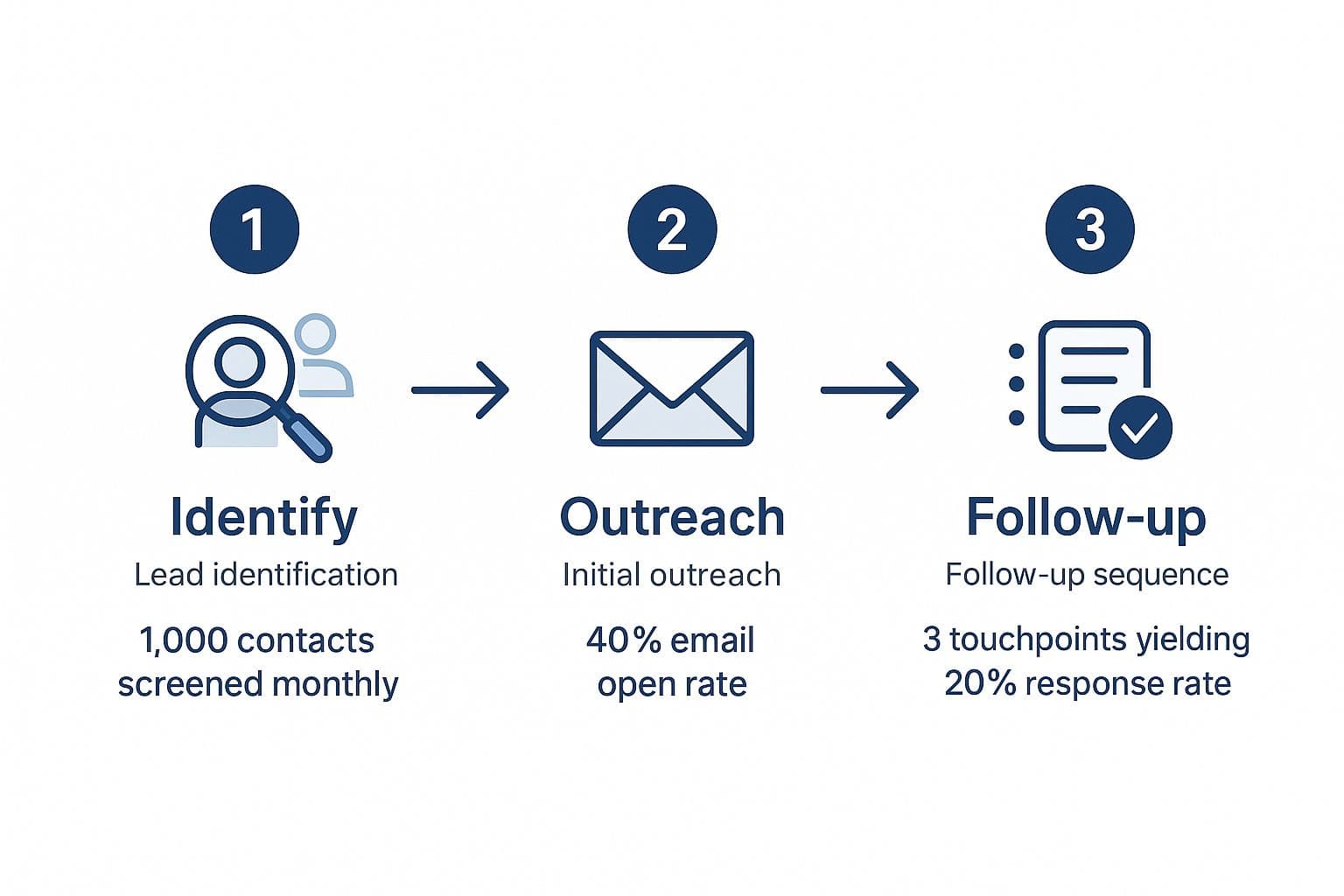 Multi-touch outreach sequence showing how contacts are engaged through successive touchpoints