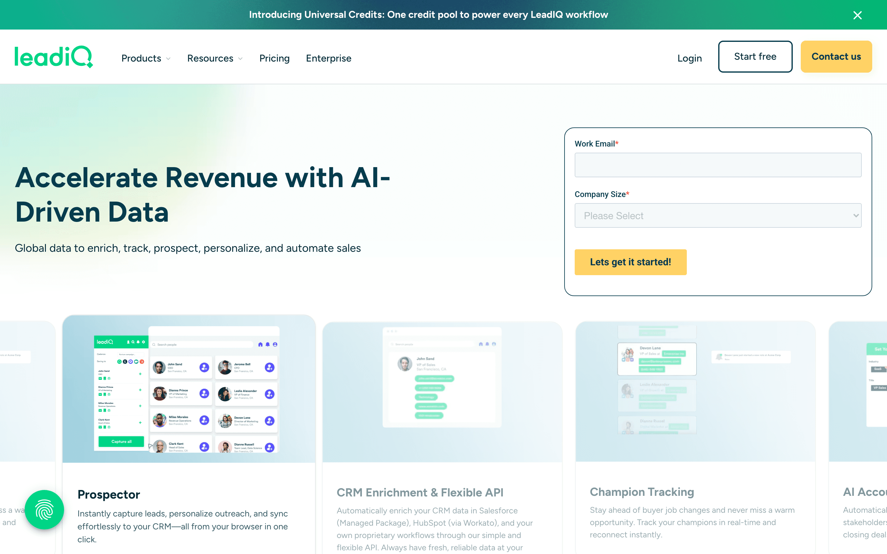 LeadIQ homepage