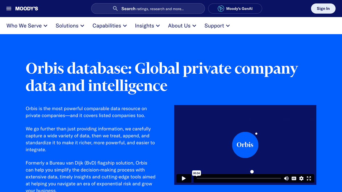 Moody's Orbis company reference database