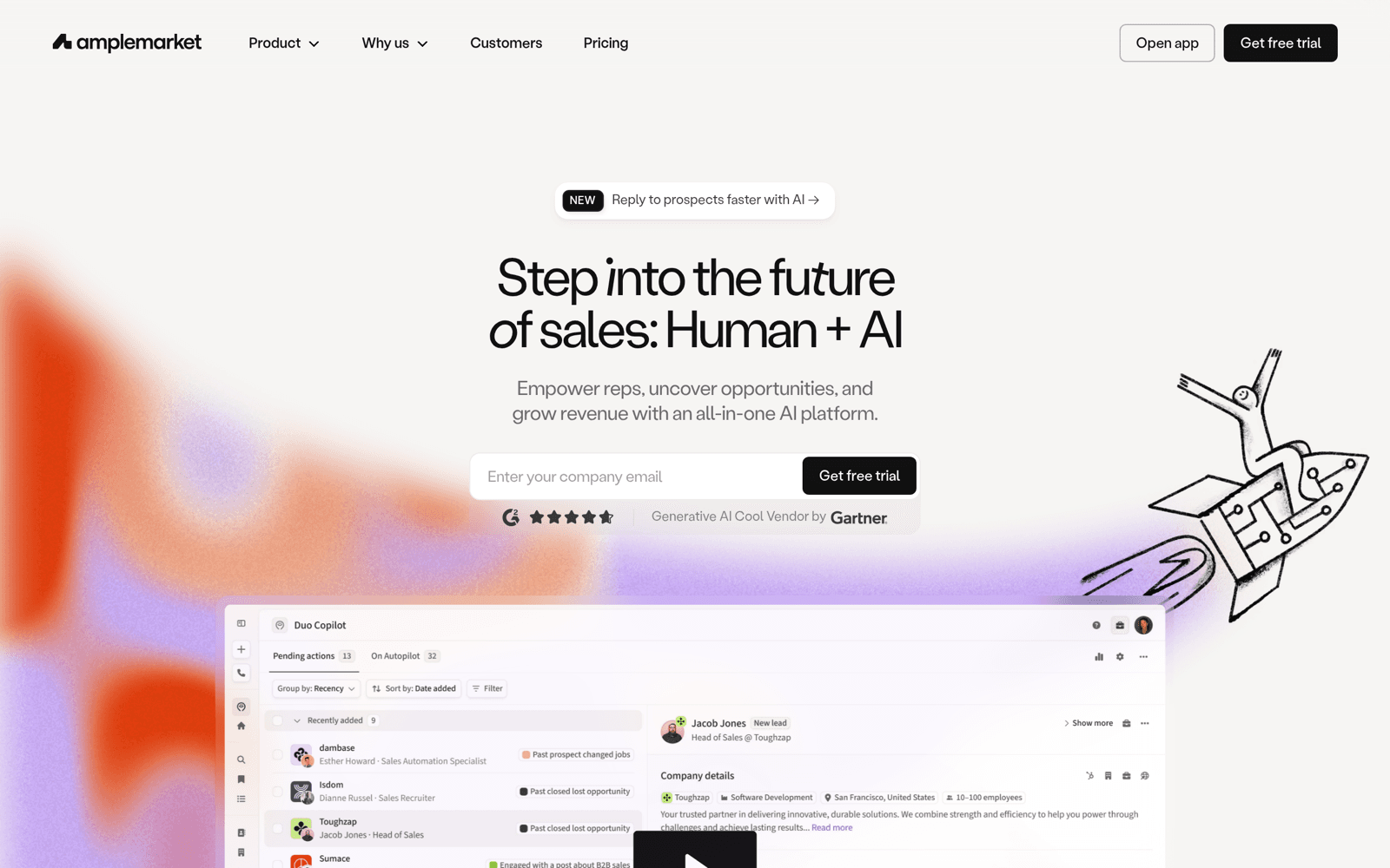 Amplemarket end-to-end AI prospecting platform homepage