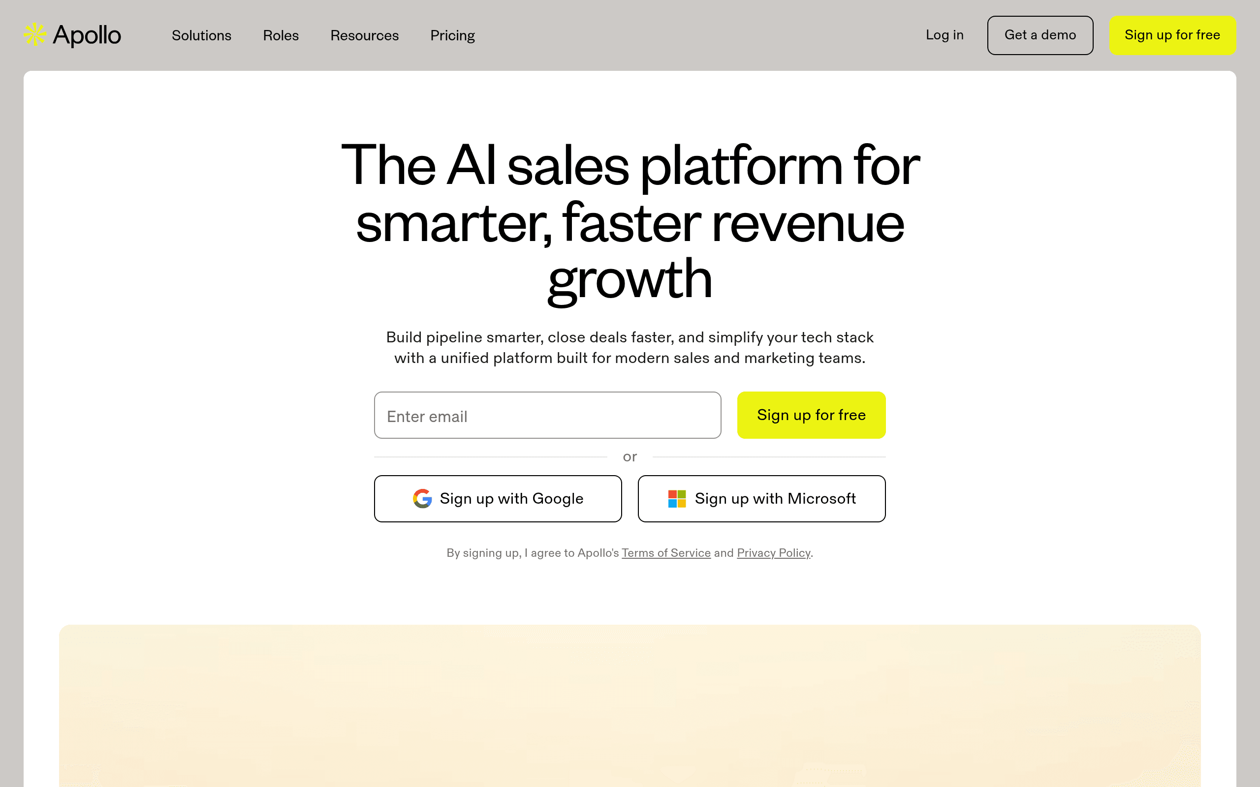 Apollo.io prospecting platform homepage