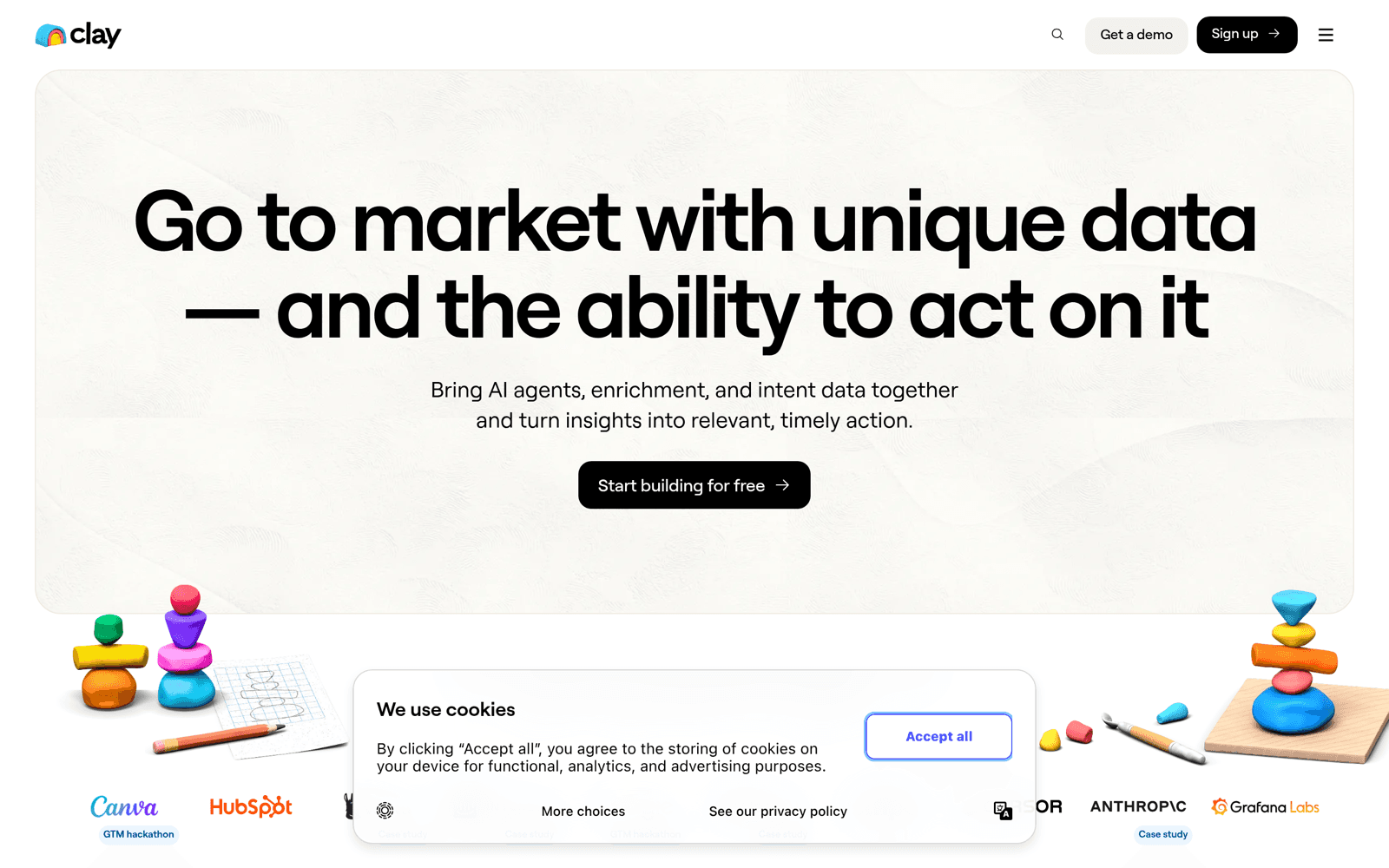 Clay data enrichment platform homepage