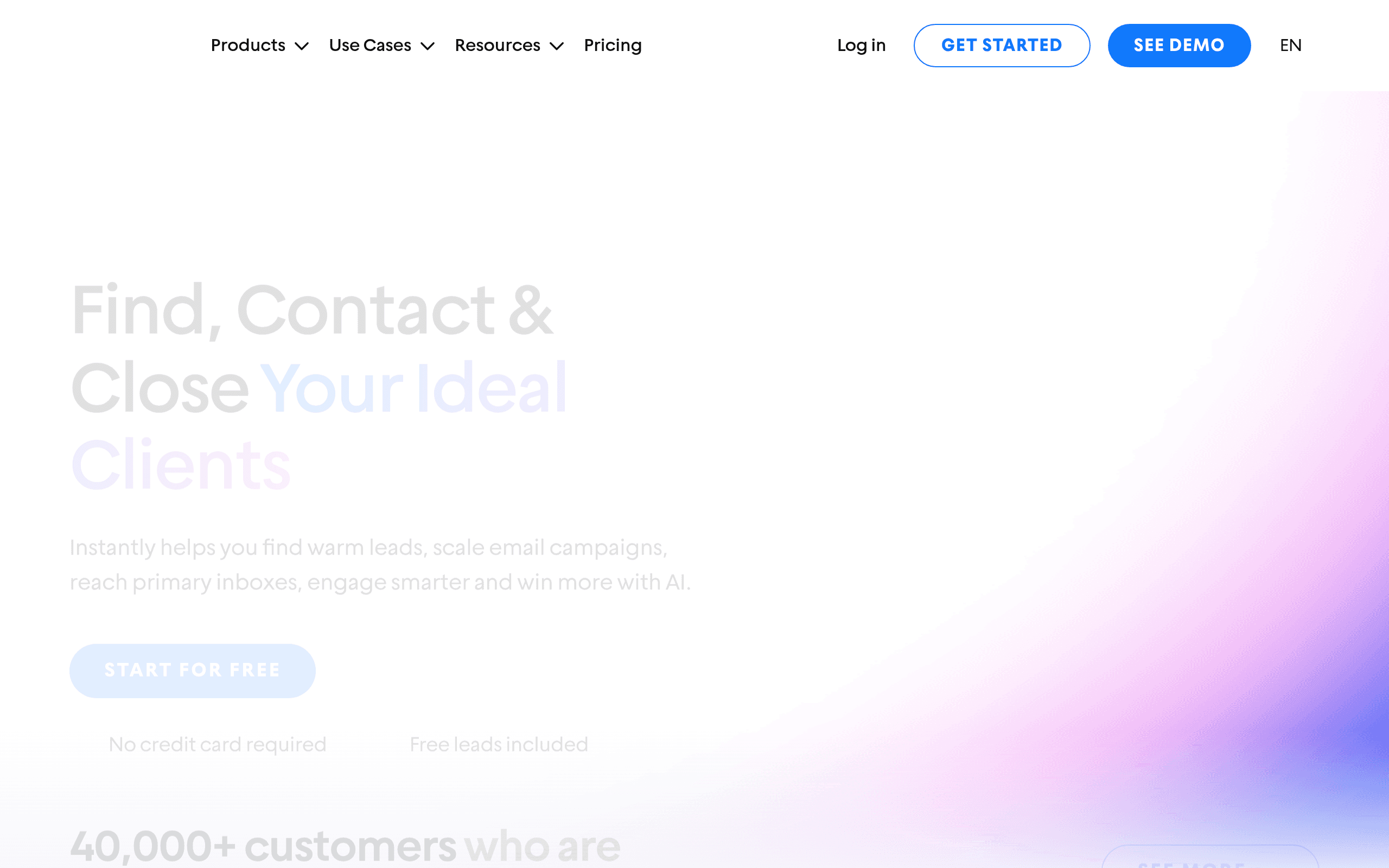 Instantly cold email platform homepage