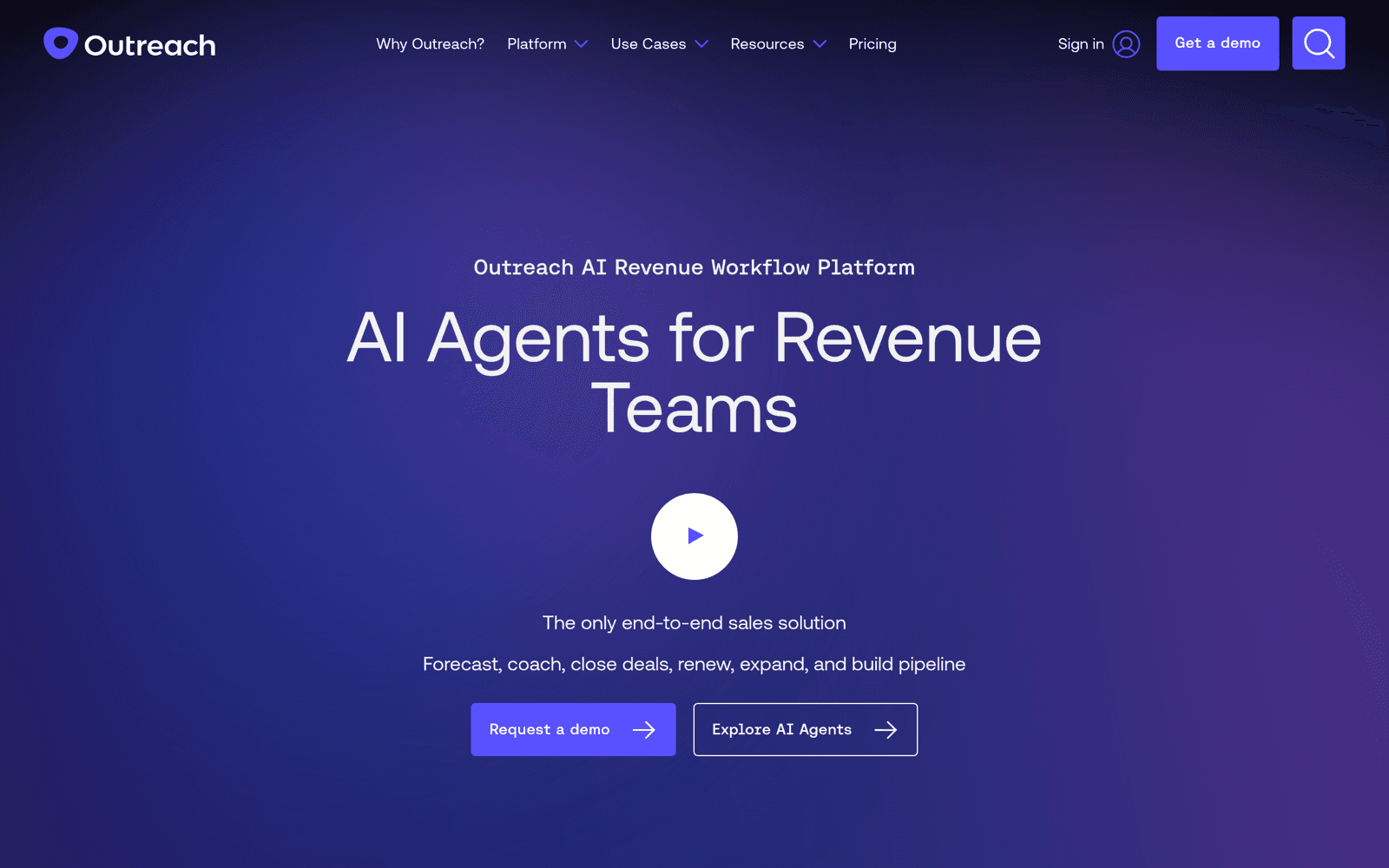 Outreach sales engagement platform homepage