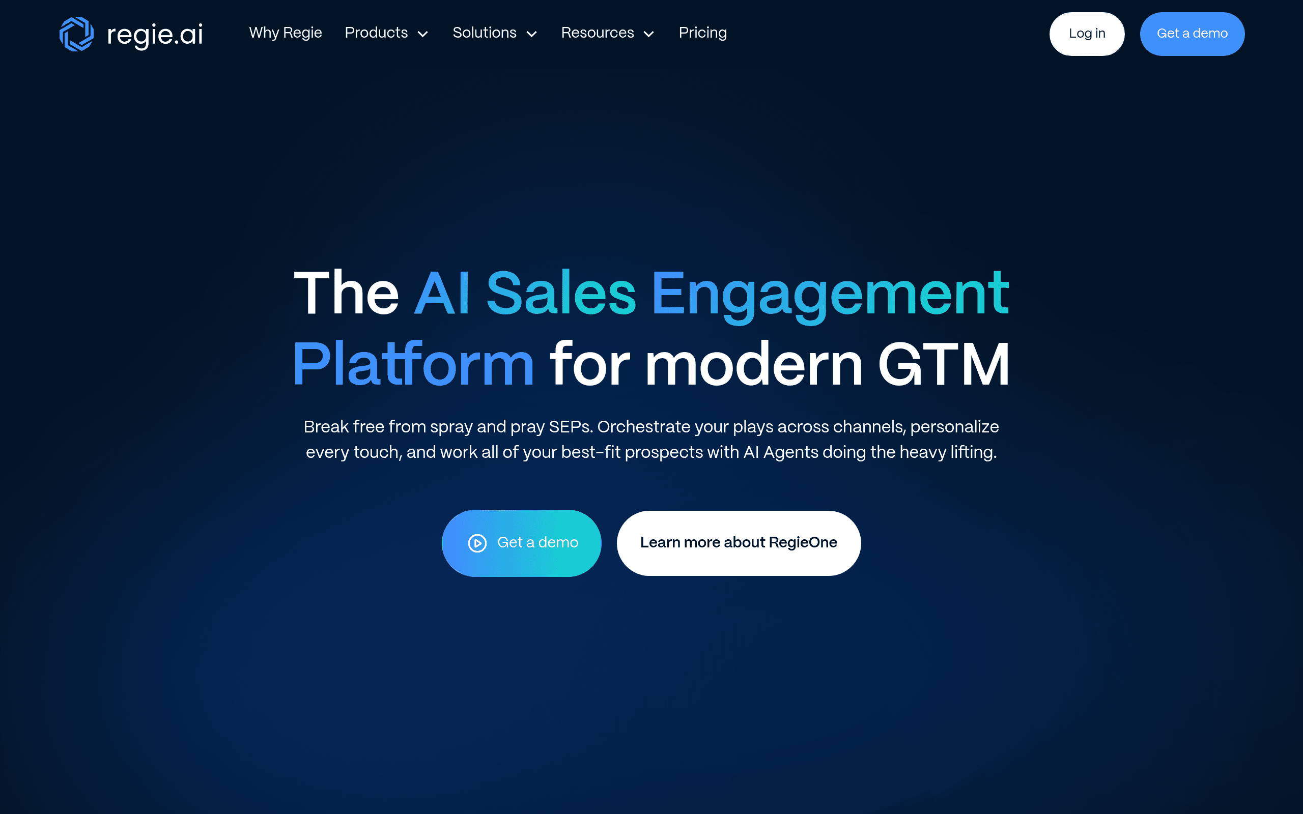 Regie.ai AI content generation platform homepage