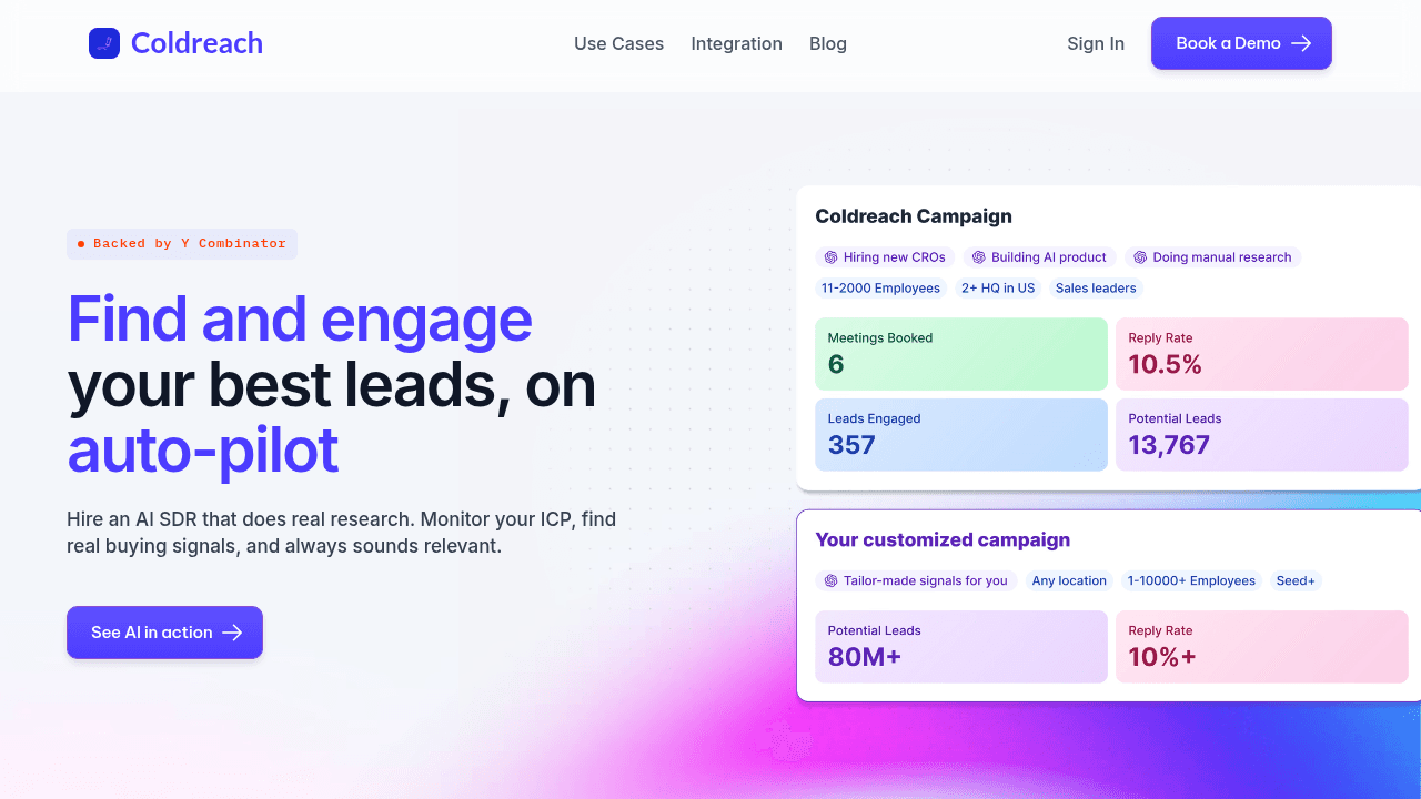Coldreach platform for signal-based lead identification and outreach