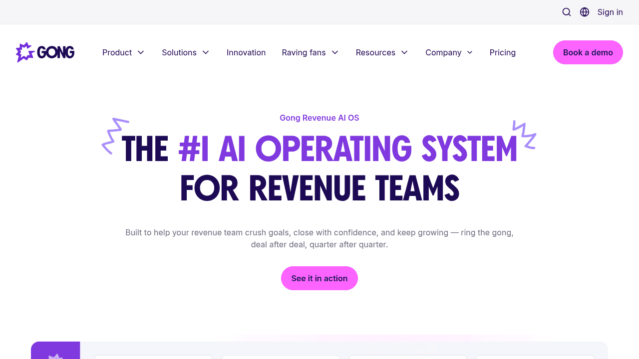 Gong revenue intelligence platform showing conversation analytics and deal insights