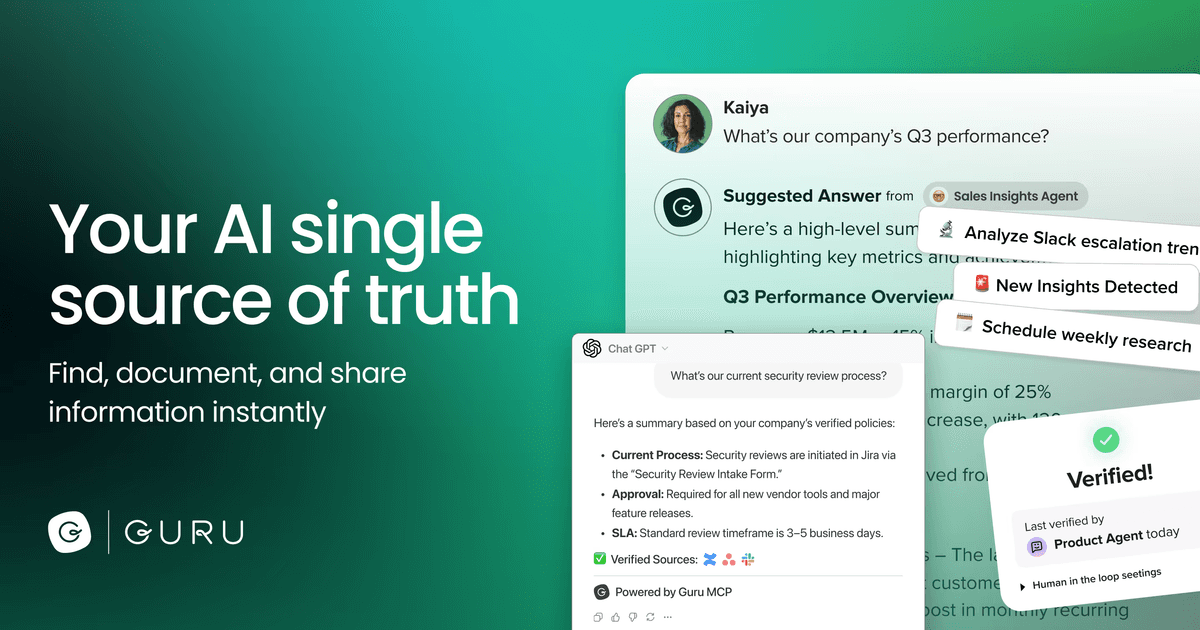 Guru knowledge management platform homepage