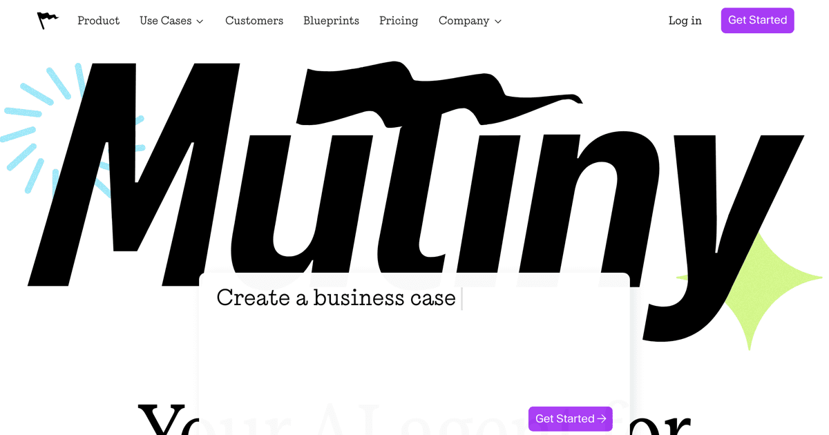 Mutiny AI-native GTM automation and content generation platform homepage