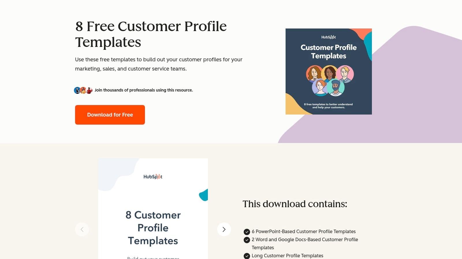 HubSpot's collection of 8 free customer profile templates