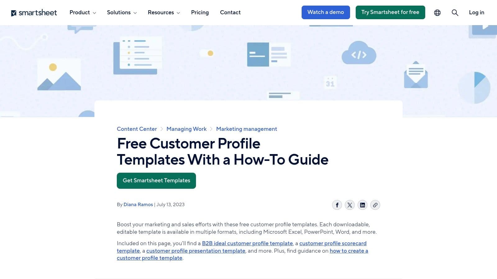 Smartsheet's guide on customer profile templates
