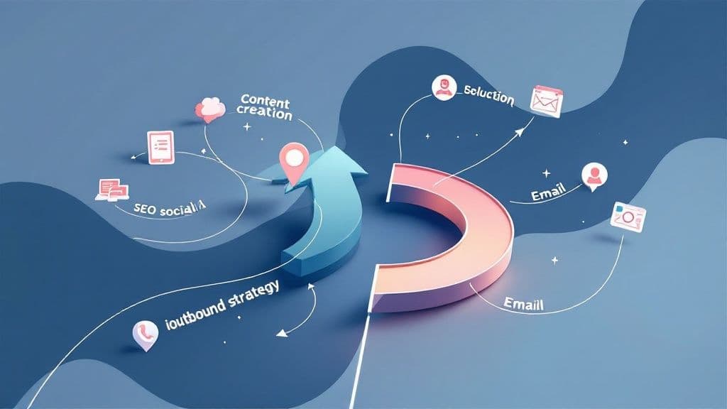 Side-by-side ROI and KPI comparison of inbound versus outbound sales strategies