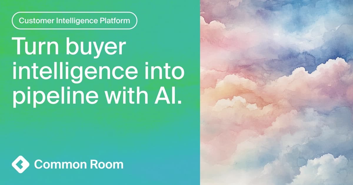 Common Room brand visual describing its customer intelligence platform for turning buyer intelligence into pipeline with AI