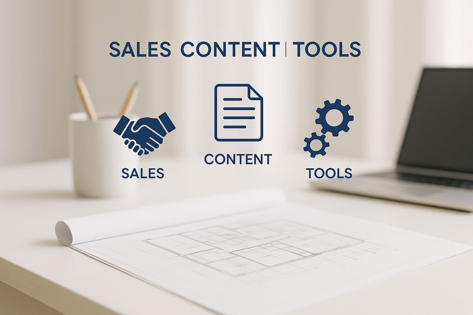 Infographic showing how sales strategy, content, and tools integrate in an enablement framework