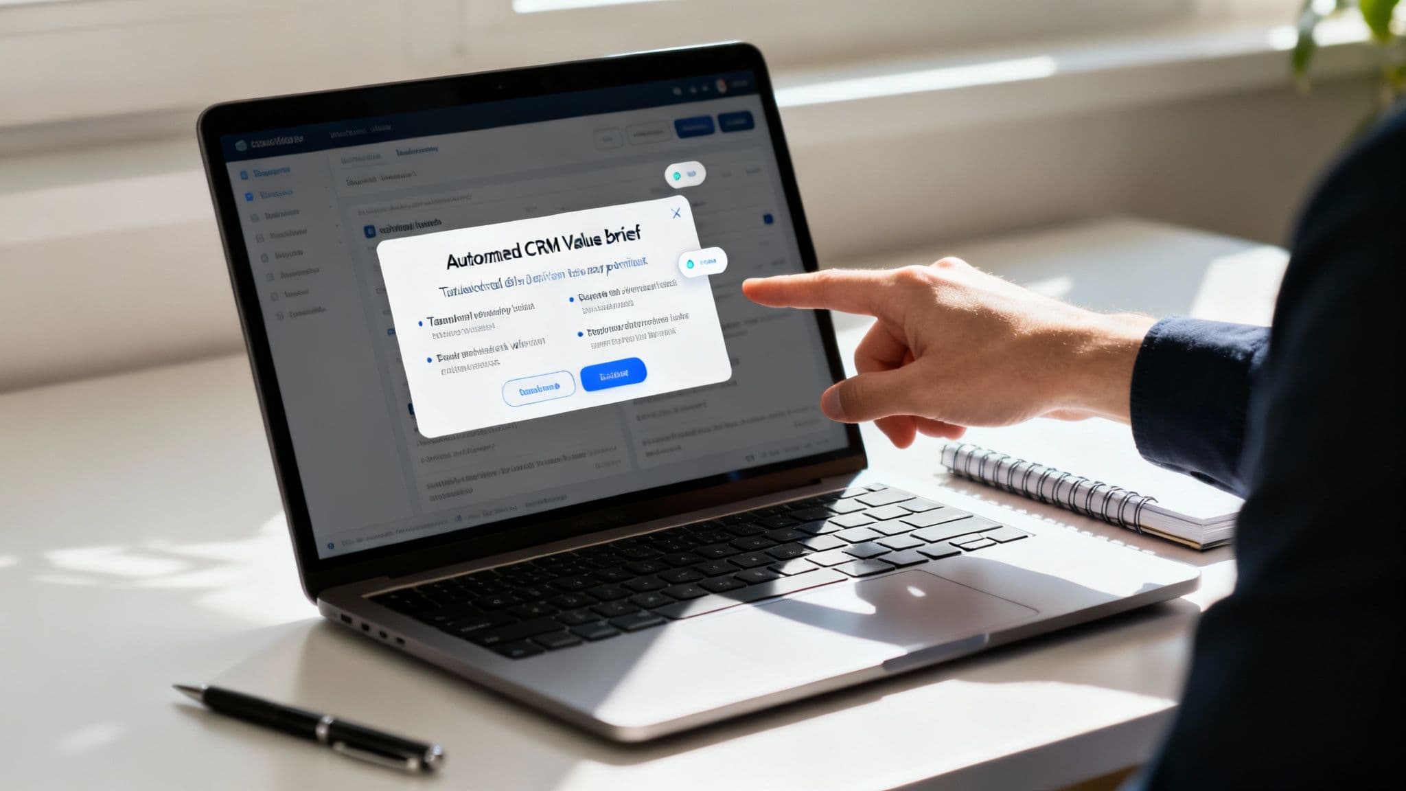 Salesmotion AI-generated account brief with tailored talking points and value insights for a sales call