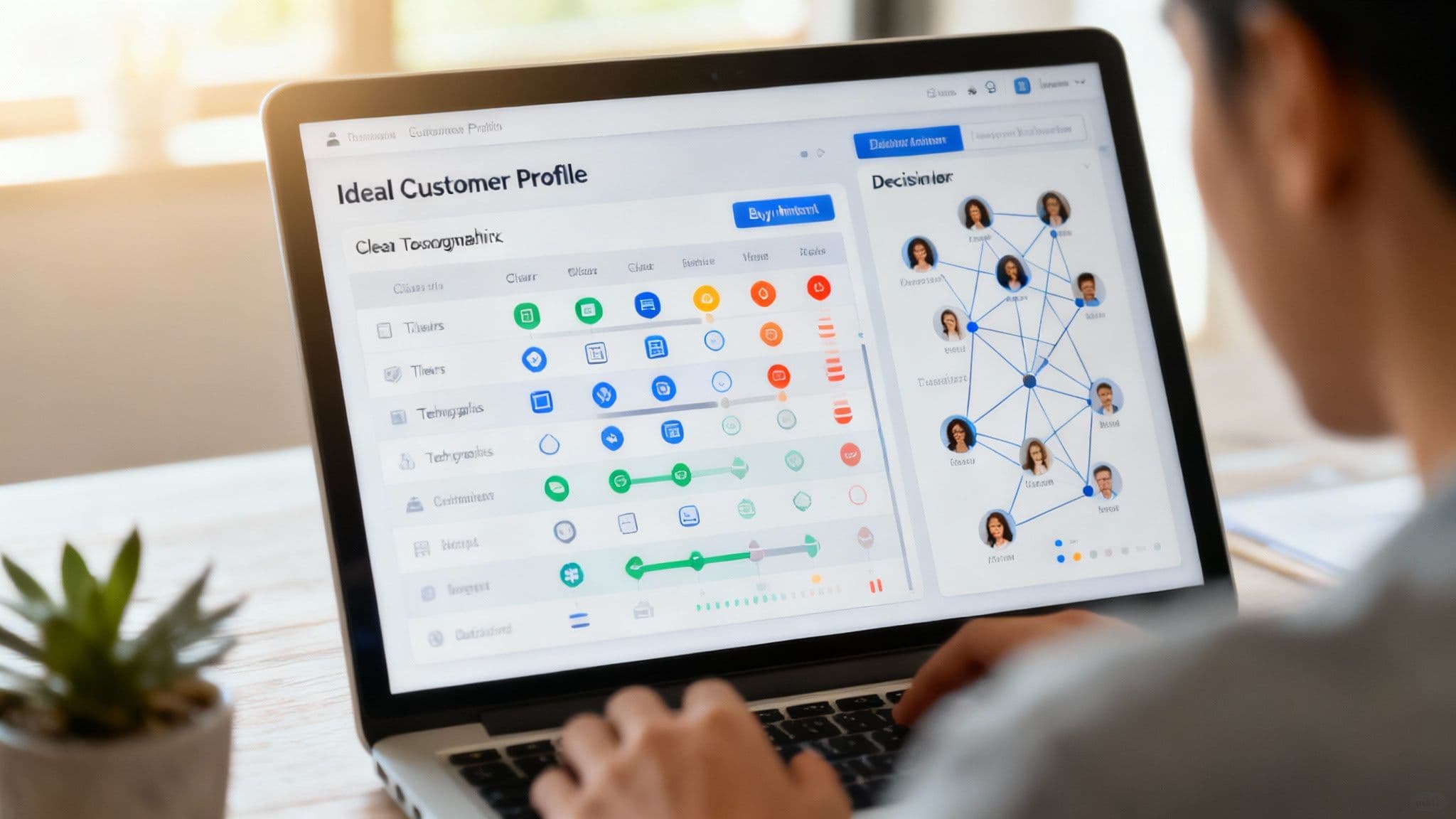 A group of professionals collaborating around a table, planning their account based selling framework.