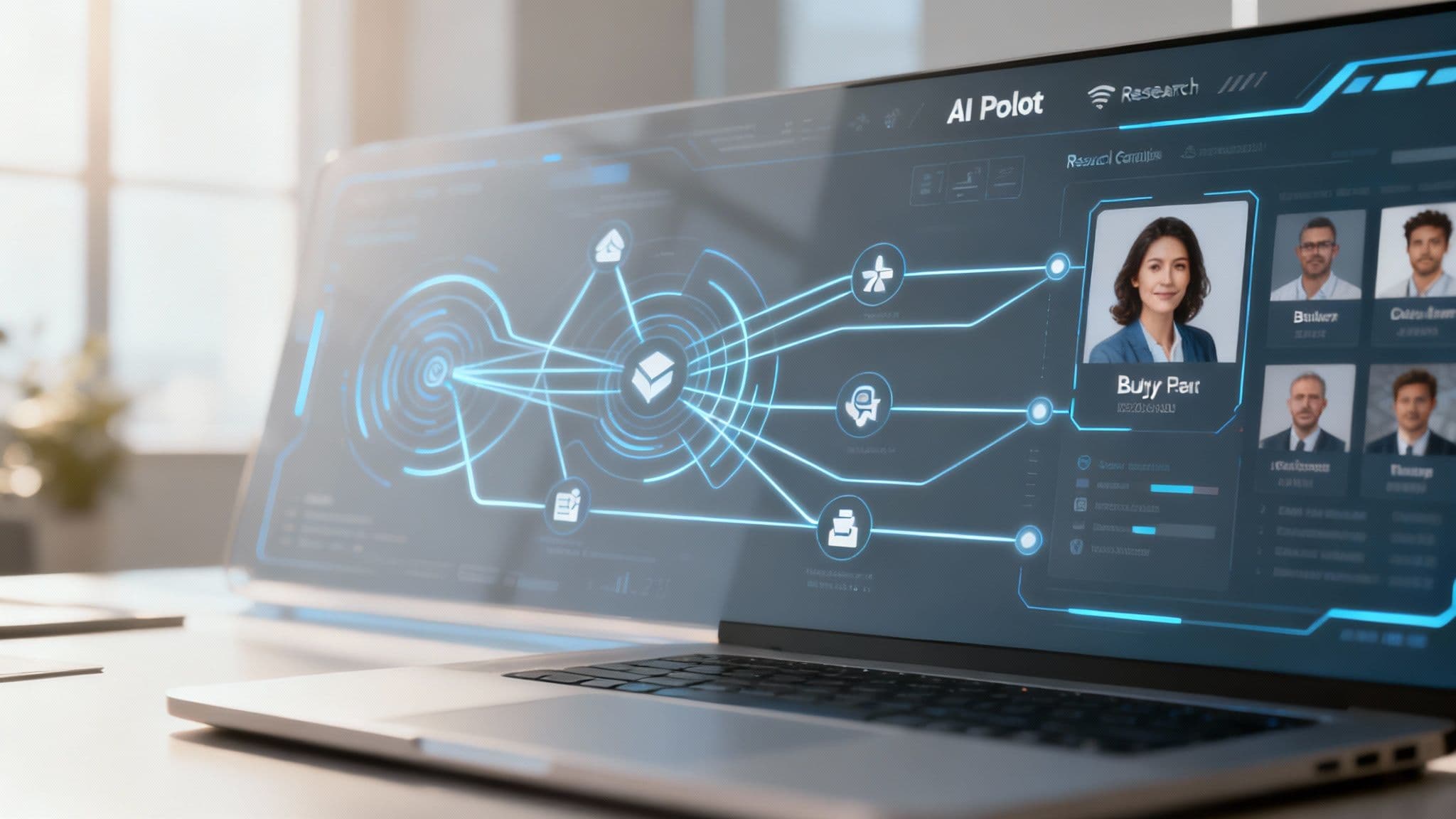 An abstract image representing AI processing data points and connecting them into a coherent network.
