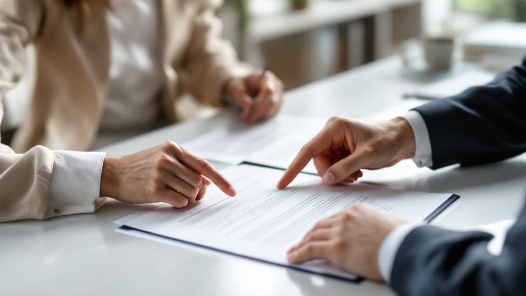 Two business professionals, one from a small company and one from an enterprise, shaking hands over a graphic of a sales funnel.