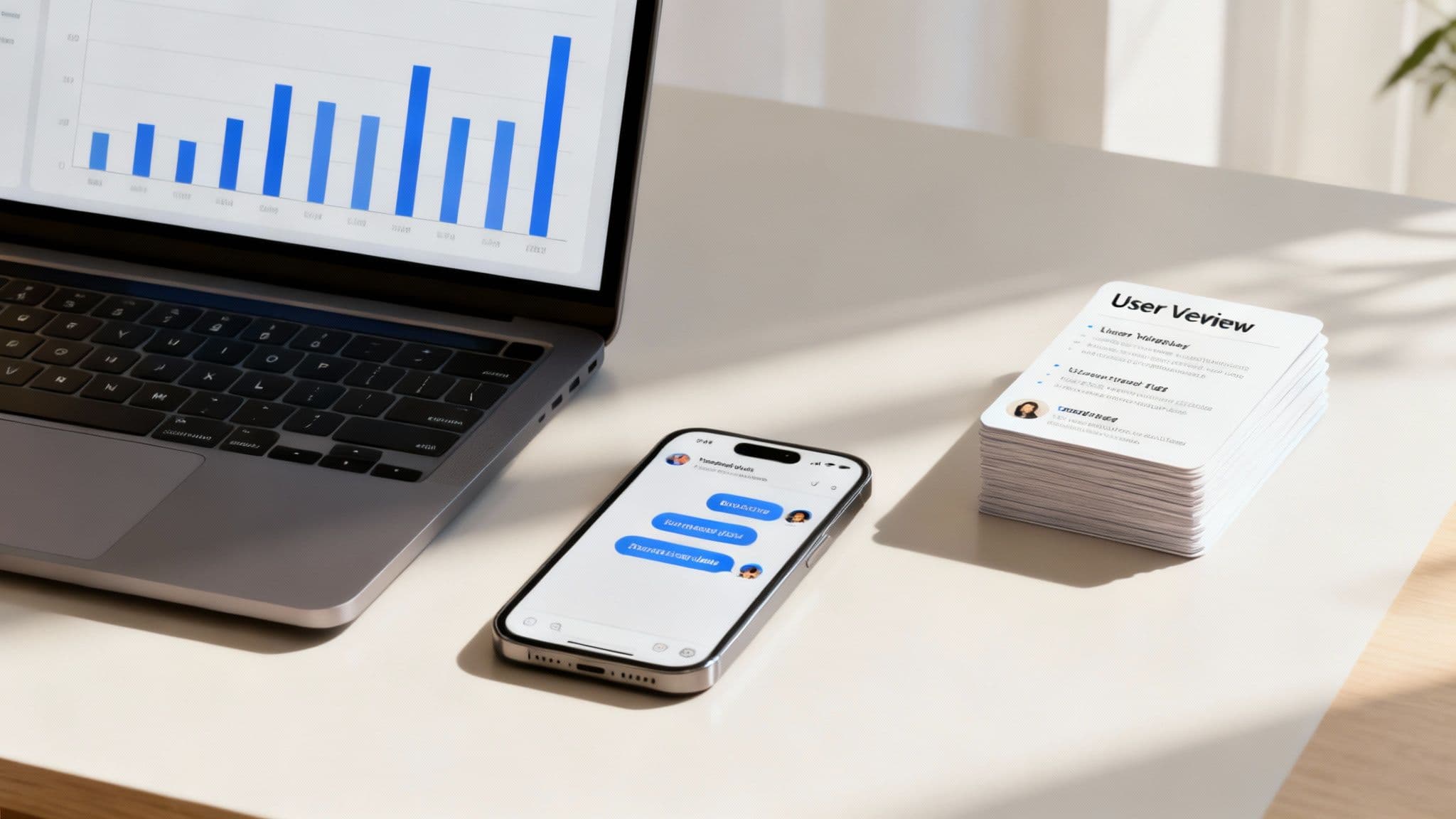 A person using a laptop with charts and graphs on the screen, representing data analysis.