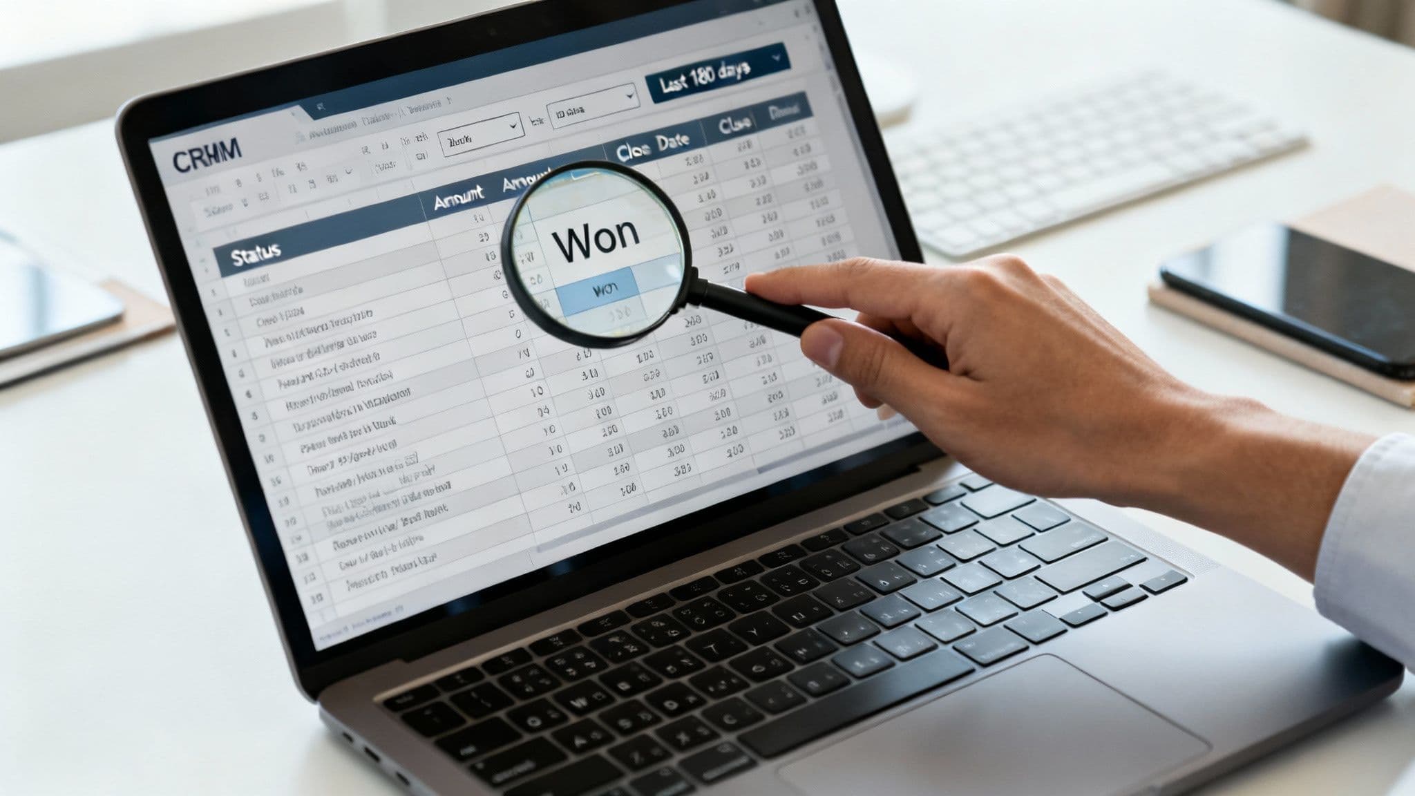 A person organizing data on a digital whiteboard to illustrate preparing data for win rate calculations.