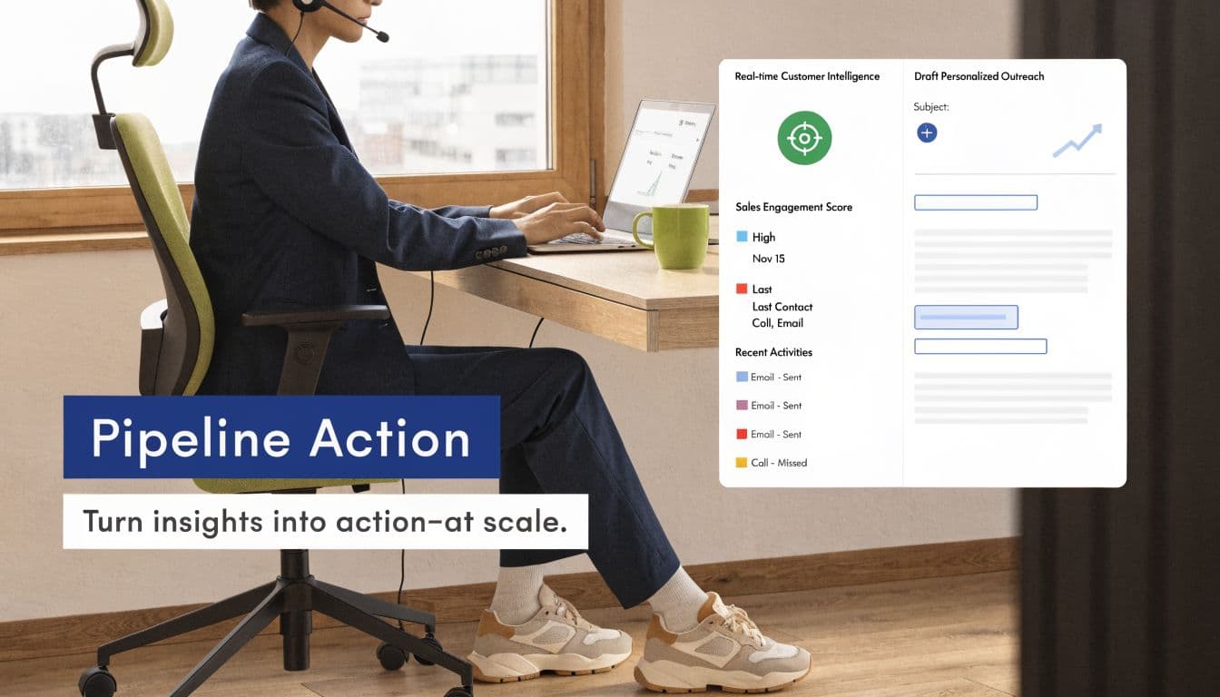 A young professional analyzing sales performance data on a digital dashboard interface displayed in a modern office.
