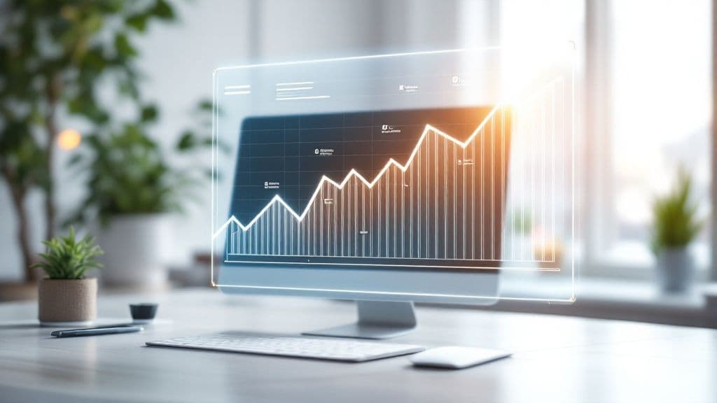 Graph showing a predictive revenue forecast with upward trend lines