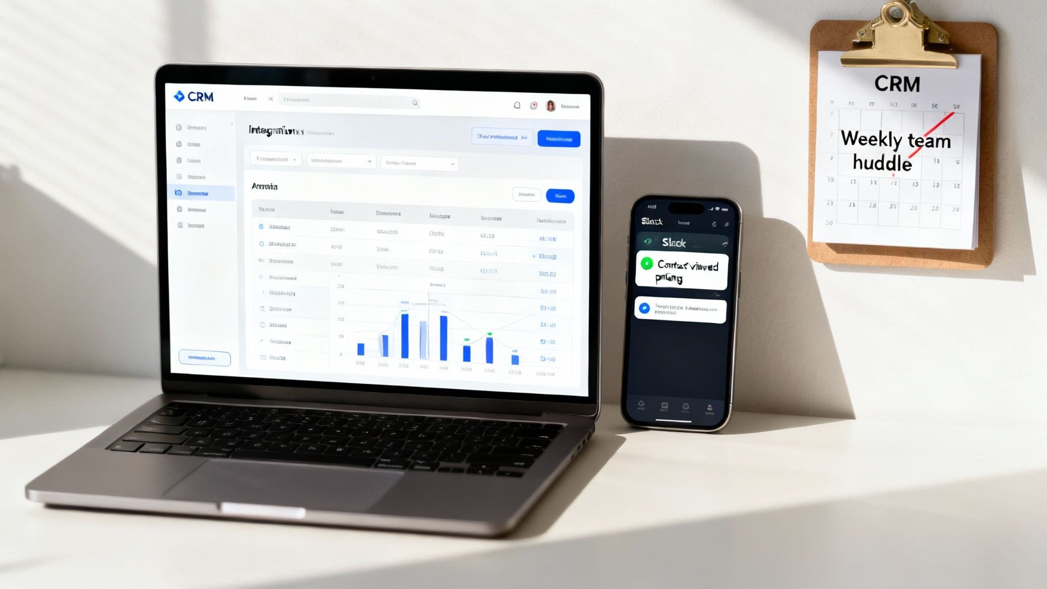 Two colleagues collaborating in a modern office, one pointing at a laptop screen displaying data visualizations.