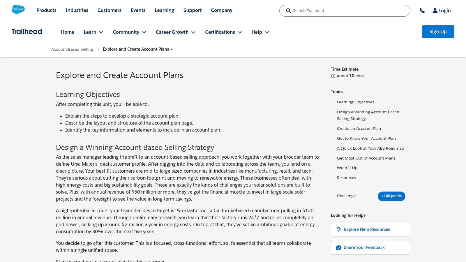 Salesforce (Account Plans / Trailhead)