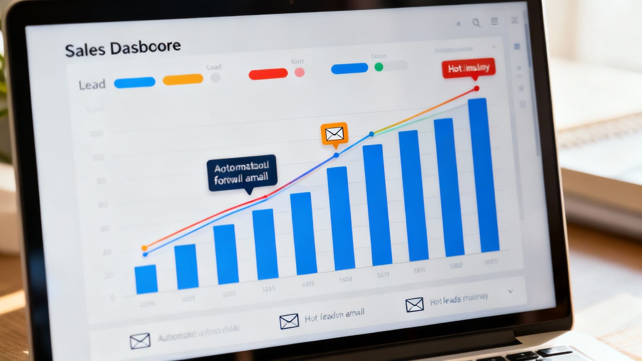 A split image showing a manual, cluttered desk on one side and a clean, automated digital dashboard on the other, representing the impact of sales process automation.