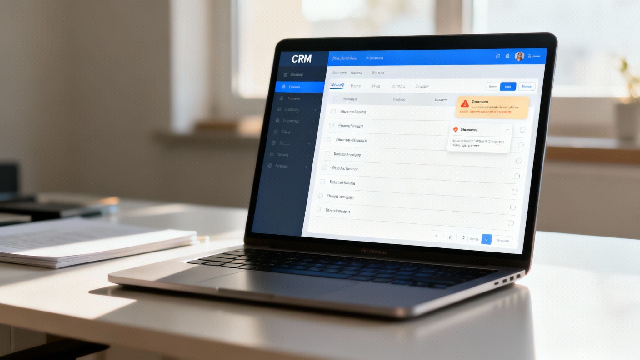 An infographic titled 'CRM Task Management Workflow' showing a circular flow: Log Activity -> CRM Analyzes Data -> Auto-generates Task -> Rep Completes Task -> Log Activity. Icons for a phone, a database, a checklist, and a salesperson represent each step.