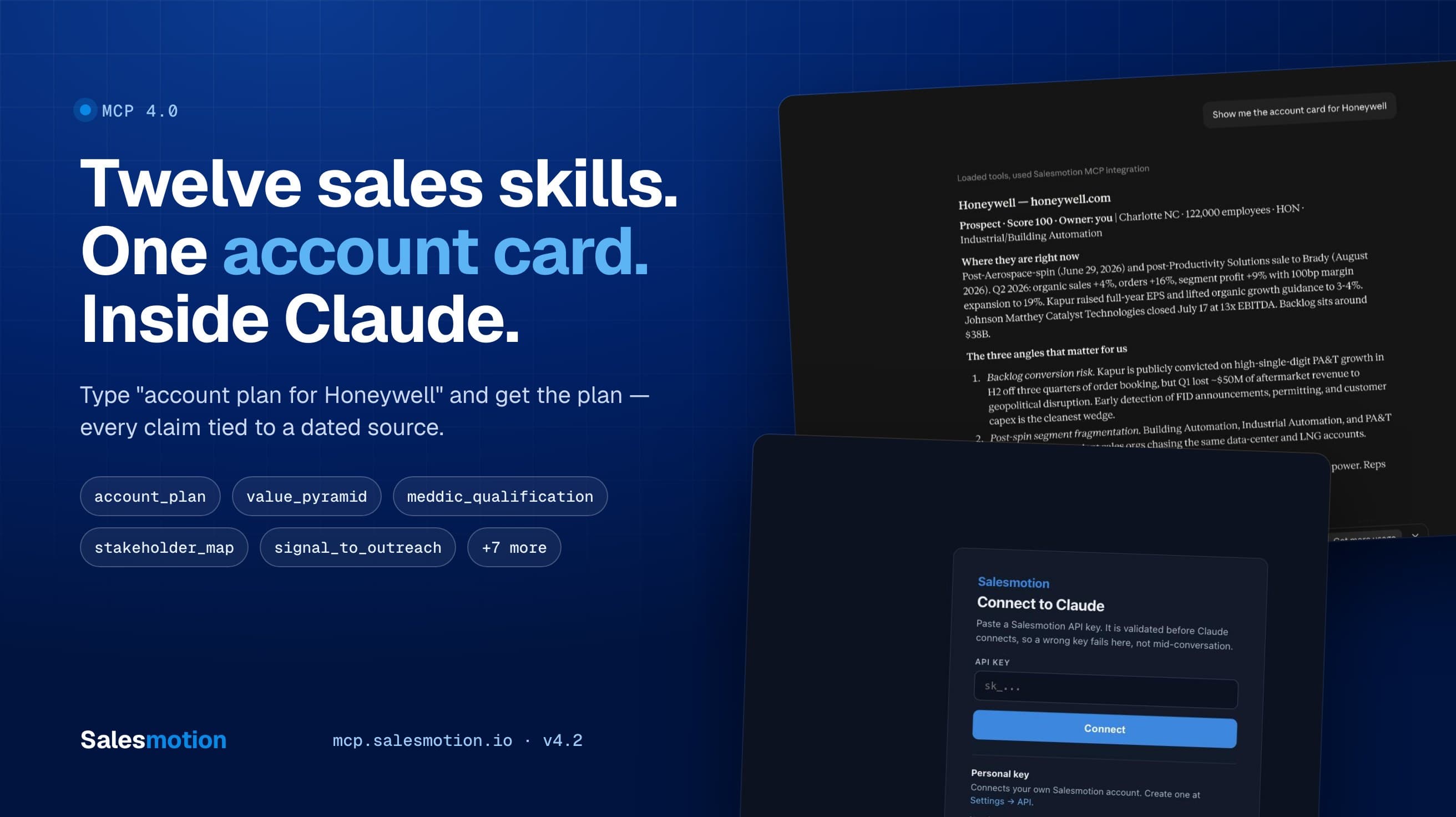 Salesmotion MCP 4.0: Twelve Sales Skills and an Interactive Account Card, Inside Claude
