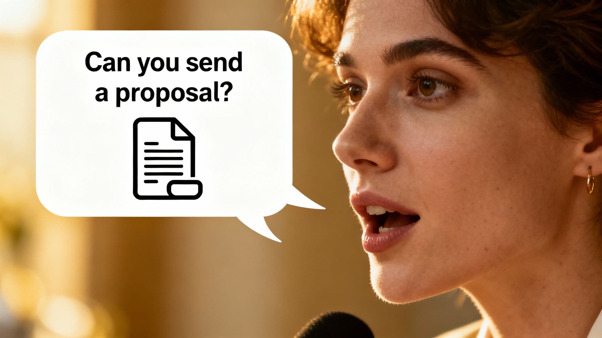 A person on a video call, actively listening and taking notes, representing a sales conversation.