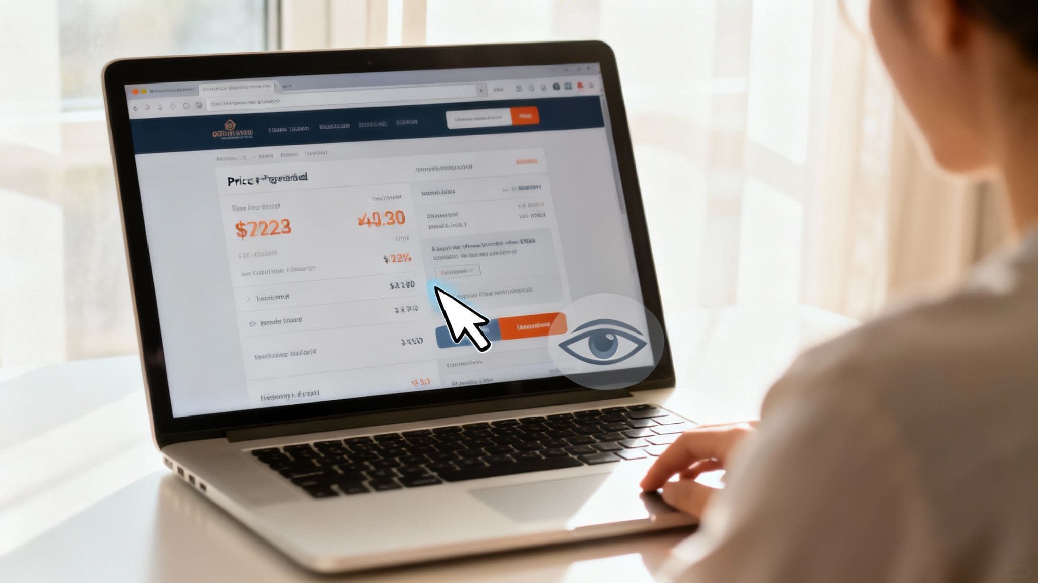 A person analyzing user activity on a digital dashboard, representing digital body language.