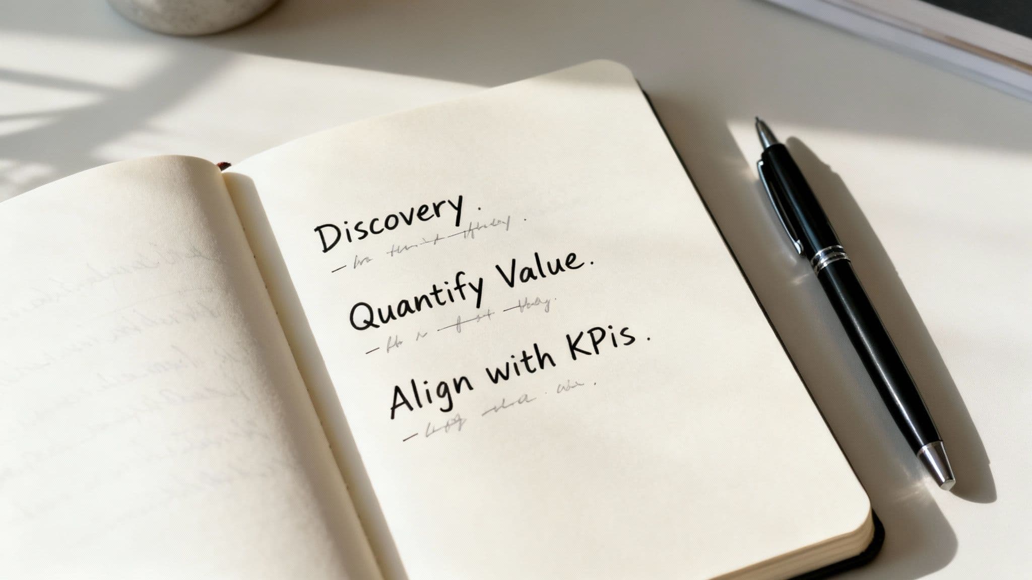 A group of sales professionals in a modern office, using charts and graphs to illustrate business value during a meeting.